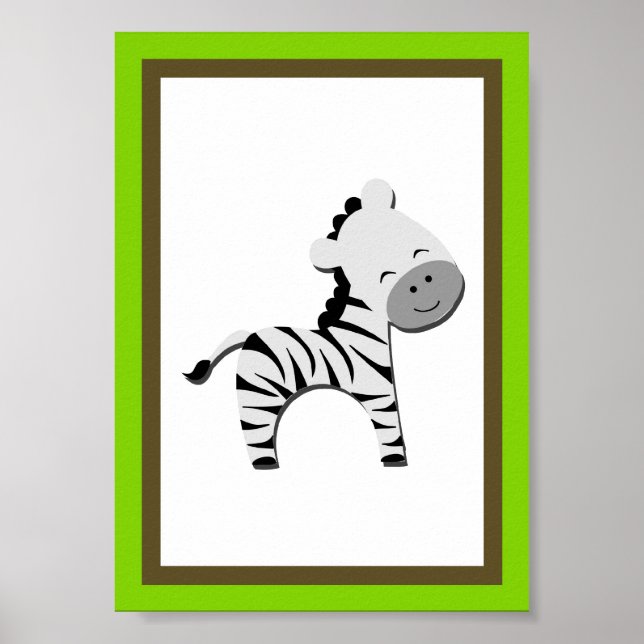 Pôster 5X7 Zebra Jungle Animal Wall Art (Frente)