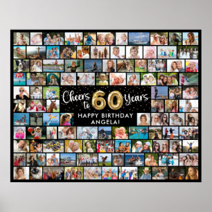 Poster 60º Aniversário 108 Fotos Preto Dourado Saúde Para