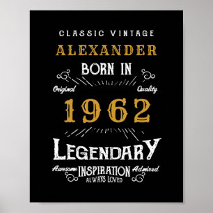 Poster 60º Aniversário de 1962 Adicionar Nome Dourado Leg