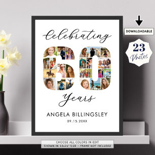 Poster 60º Aniversário Número 60 23 Colagem de Fotos