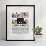 Poster 60º Aniversário Oferecemos Coisas Que Amamos Fotos<br><div class="desc">Procurando um presente de aniversário único? Compile uma lista de coisas que você os ama, adicione algumas fotos e você tem o dom perfeito que eles vão tesourar. Isto é perfeito para um aniversário de um marco e se você está jogando uma festa por que não pedir aos hóspedes para...</div>