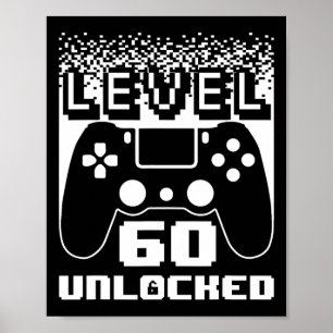 Poster 60.º aniversário para homens Nível 60 Jogador Desb