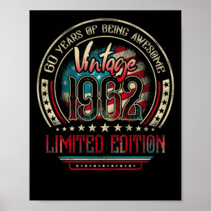 Poster 60 Anos Incrível 60th Birthday Vintage 1962 EUA