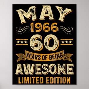 Poster 60 anos incrível vintage maio 1966 60º aniversário