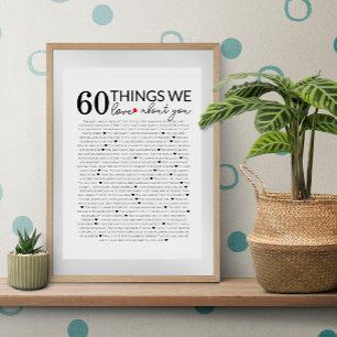 Poster 60 coisas que amamos em você, aniversário de 70 e