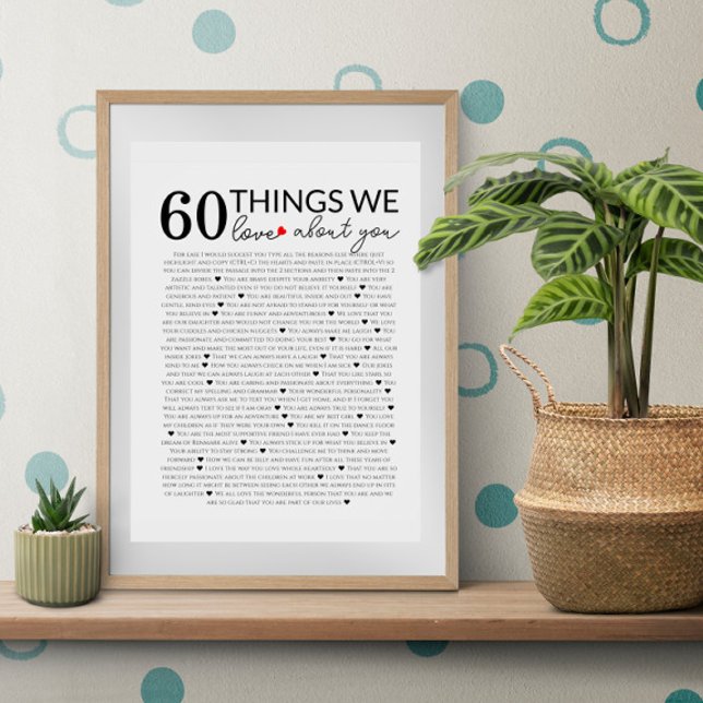 Poster 60 coisas que amamos em você, aniversário de 70 e  (Criador carregado)