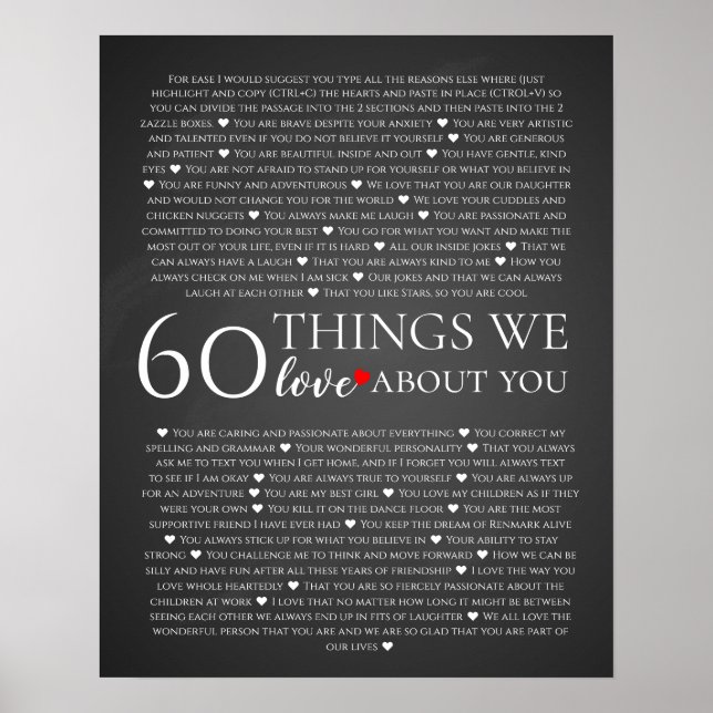 Poster 60 coisas que amamos sobre você, 70 80 de aniversá (Frente)