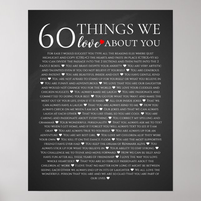 Poster 60 coisas que amamos sobre você, 70 80 de aniversá (Frente)