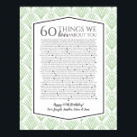 Poster 60 coisas que amamos sobre você, fã do Art Deco 19<br><div class="desc">editável projetado pela Arty Apple Limited</div>