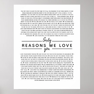 Poster 60 razões pelas quais amamos seu presente de anive