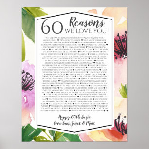 Poster 60 razões pelas quais nós amamos você pêssego