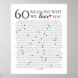 Poster 60 Razões pelas quais Nós Amamos Você presente de