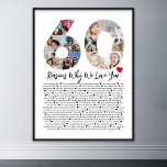 Poster 60 Razões Por Que Te Amo Na 60ª Colagem De Anivers<br><div class="desc">Celebrar amor e criar memórias duradouras com estas Razões porque eu te amo colagem fotográfica. Esta modelo personalizável permite-vos artesanato um presente sincero e personalizado que é perfeito para várias ocasiões, desde aniversários de casamento até aniversários, Dias de os namorados, ou só porque. Razões porque te amo - Expresse seu...</div>