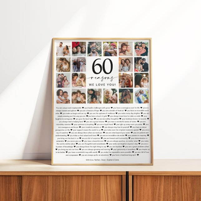 Pôster 60 Reasons We Love You Photo Collage Keepsake Gift (Criador carregado)