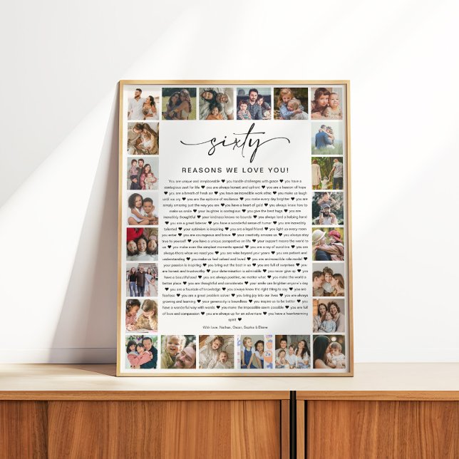 Pôster 60 Reasons We Love You Photo Collage Keepsake Gift (Criador carregado)
