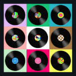 Poster 60 Retro Vintage Vinyl Record Pop Art<br><div class="desc">Coleção de registros Vintage vinil.</div>