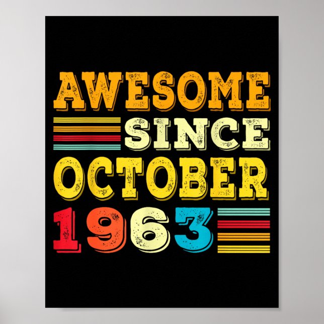 Poster 62 Years Old Awesome Since October 1963 62nd Birth (Frente)
