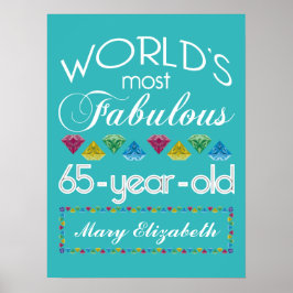 Poster 65.º aniversário Mais Fabulosa Gems Turquois Color