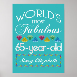 Poster 65th Aniversário a maioria de gemas coloridas