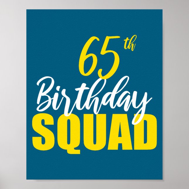 Poster 65th Happy Birthday Squad Party Bday Family Group  (Frente)