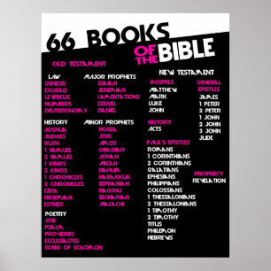 Pôster 66 livros do rosa da bíblia