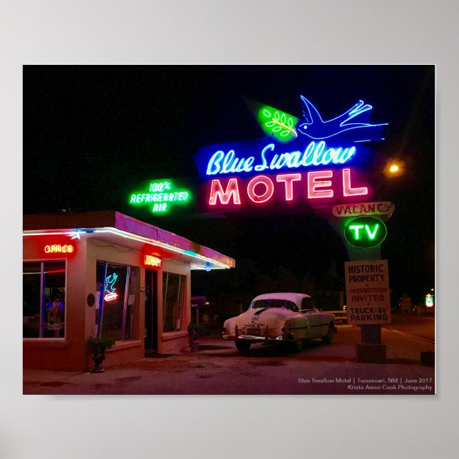 Poster 66 Neon | Motel de andorinha azul | Tucumcari, NM (Frente)