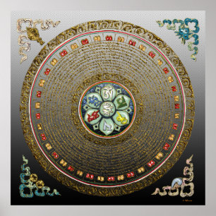 Pôster [66] Round Tibetano "OM" Mantra Mandala