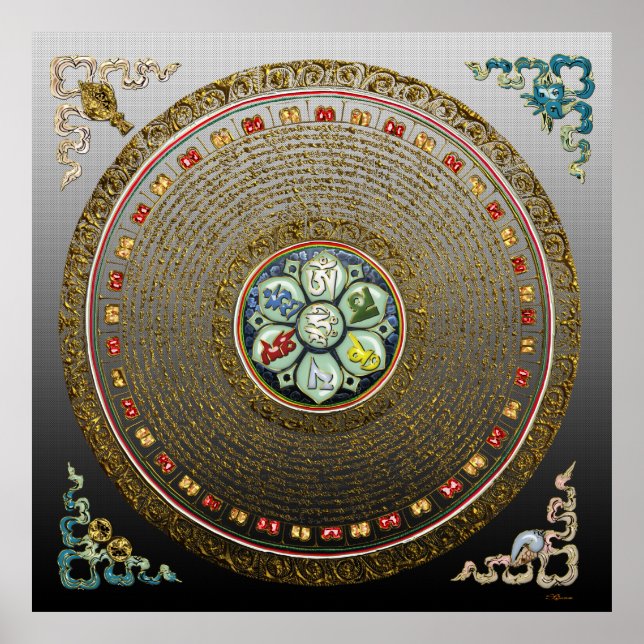 Pôster [66] Round Tibetano "OM" Mantra Mandala (Frente)