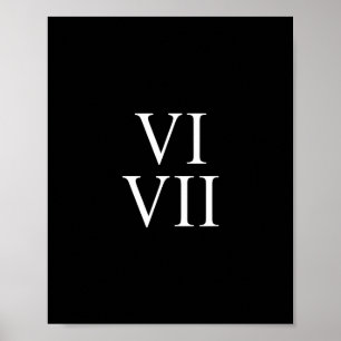 Poster 67 Algarismos Romanos Vi Vii Divertido Seis Sete M
