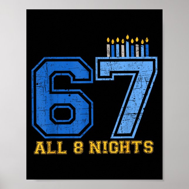 Poster 67 All 8 Nights Hanukkah Jewish Chanukah Six Seven (Frente)