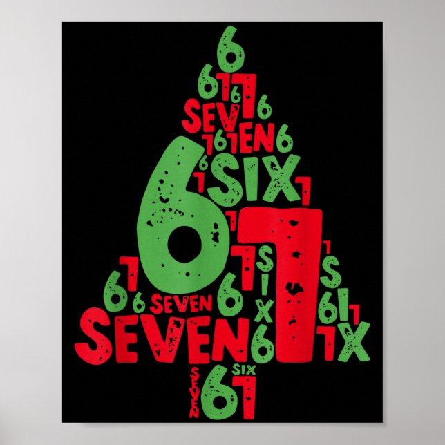 Poster 67 Árvore de Natal Feriado Seis Sete Meme Brainrot (Frente)