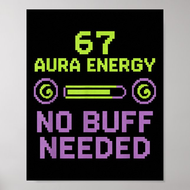 Poster 67 Aura Energy Sem Buff Necessário Retro Pixel Gam (Frente)