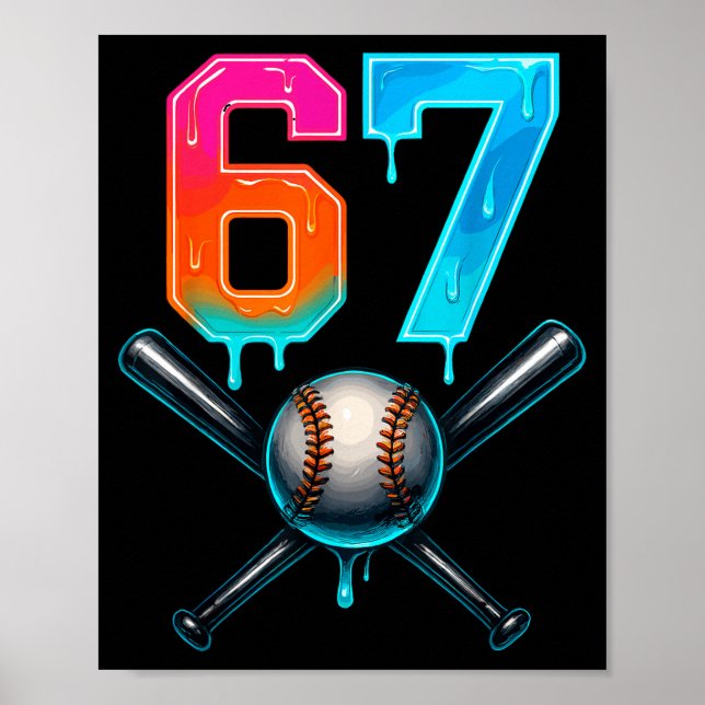 Poster 67 Baseball Meme Cool Drip Number 67 Player Or 67t (Frente)