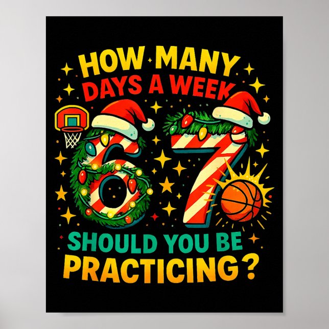Poster 67 Basketball Christmas Funny Practice Meme Gift  (Frente)