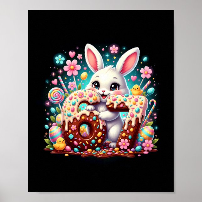 Poster 67 Bunny Six Seven 6 7 Dia de Páscoa Crianças (Frente)
