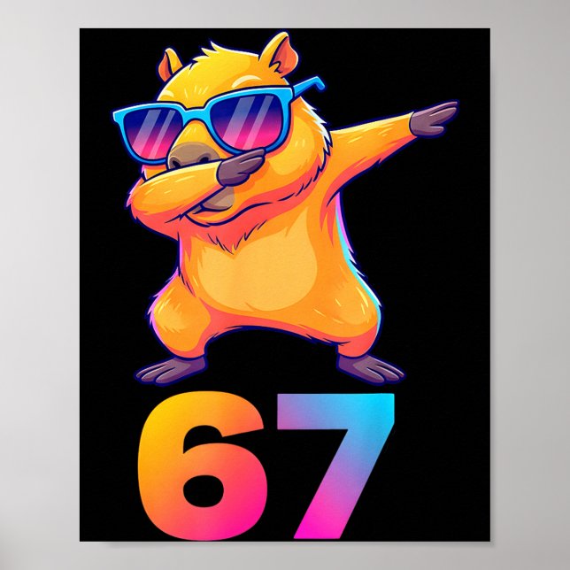 Poster 67 Capybara Six Seven Meme Animal Cool Capybara Da (Frente)
