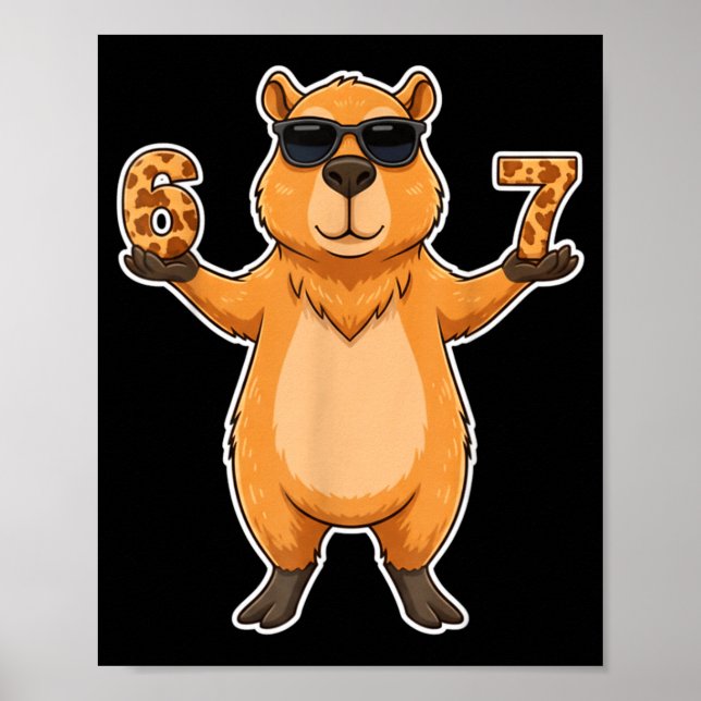 Poster 67 Capybara Sungles Gen Alpha Slang Funny Six Seve (Frente)