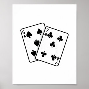 Poster 67 Cartas de Baralho Meme Divertido Seis Sete