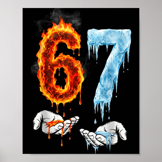 Poster 67 Chama Gelo 6-7 Número Seis Sete Meme 6 7 Crianç (Frente)