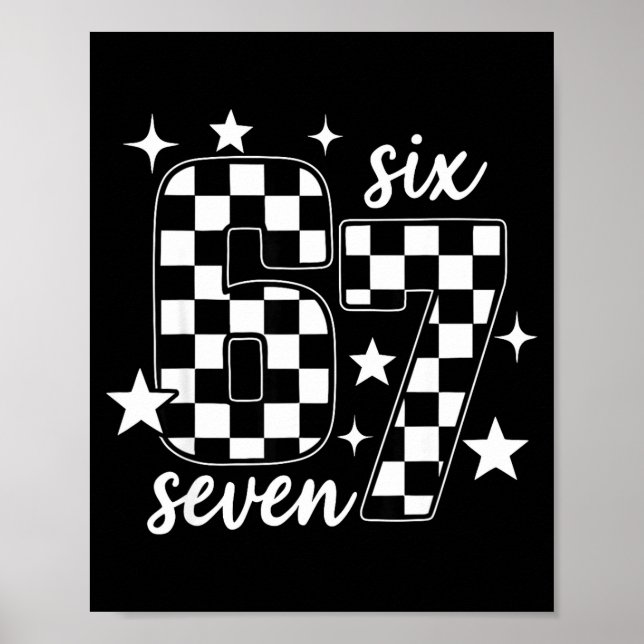 Poster 67 Checkered Six Seven Meme 6 7 Gen Alpha Teacher  (Frente)