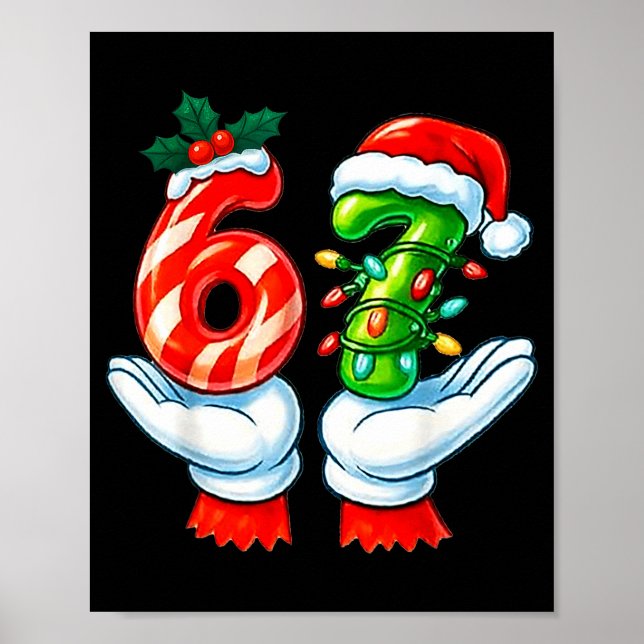 Poster 67 Christmas 67 Meme Gen Alpha Slang Candy Cane Xm (Frente)