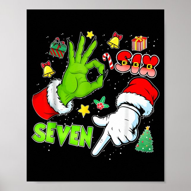 Poster 67 Christmas 6 7 Meme Elf Santa Pajamas Gen Alpha  (Frente)