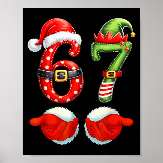 Poster 67 Christmas 6 7 Meme Pajamas Holiday Gen Alpha Sl (Frente)