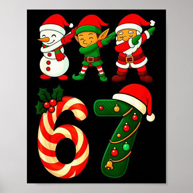 Poster 67 Christmas Dabbing Santa Elf Snowman Funny Six S (Frente)