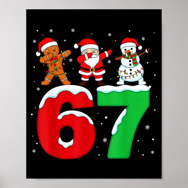 Poster 67 Christmas Dabbing Santa Snowman Funny Six Seven (Frente)