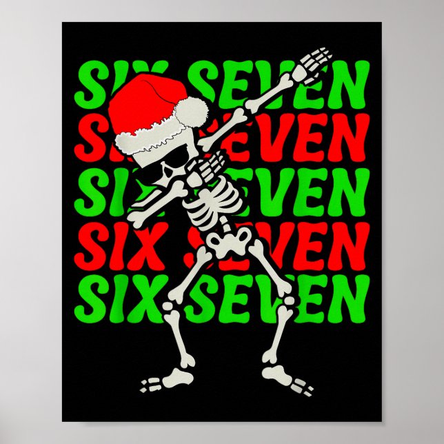 Poster 67 Christmas Funny Six Seven Meme Brainrot Dabbing (Frente)