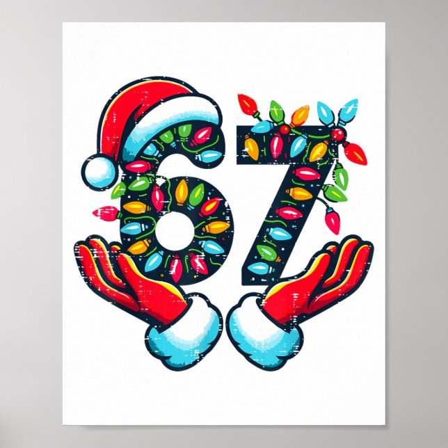 Poster 67 Christmas Lights Funny Christmas 6 7 Meme Xmas  (Frente)