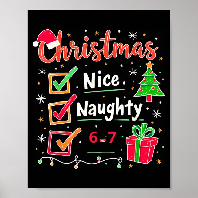 Poster 67 Christmas Nice Naughty List Funny 6-7 Meme  (Frente)