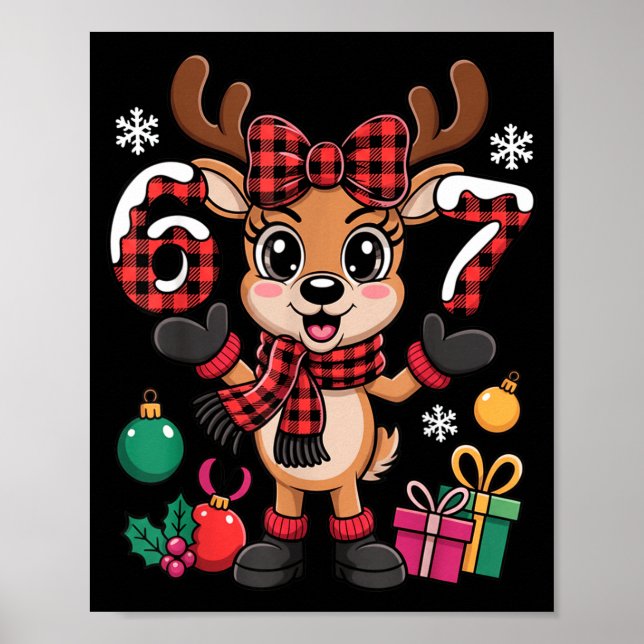 Poster 67 Christmas Outfit Women Meme Reindeer Six Seven  (Frente)