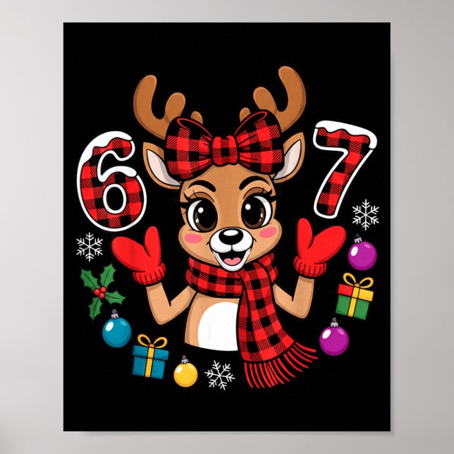 Poster 67 Christmas Outfit Women Meme Reindeer Six Seven  (Frente)